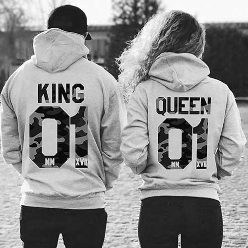 King Queen Hoodies Set of King & Queen Pärchen Pullover 